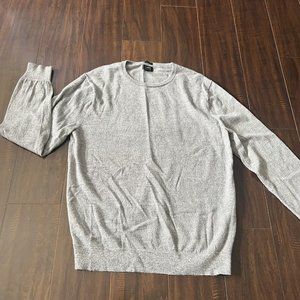 J.CREW Men's Light Gray 100% Merino Wool Crew Neck Sweater Slim Fit Size Medium